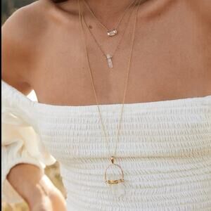 Krystle Knight Crystal Gold Plated Mini New Beginning Clear Quartz Necklace